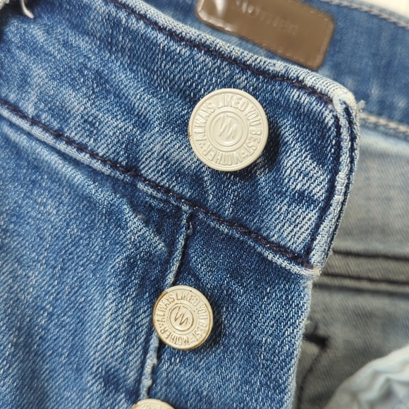 Mother The Stunner Graffiti Girl High Waisted Cropped Ankle Fray Skinny Jeans 25 - Picture 11 of 16